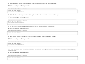 Figurative Language #2 Worksheet for 9th Grade | Lesson Planet