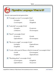 Figurative Language: What Is It? Worksheet for 6th - 8th Grade ...