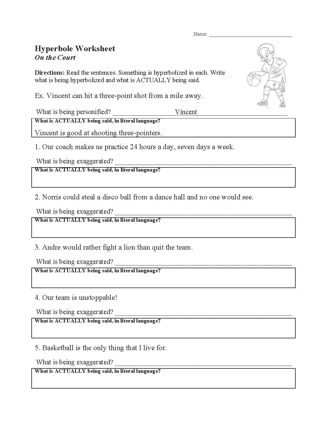 figurative language worksheet high school