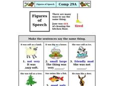 Figures of Speech Worksheet for 2nd - 3rd Grade | Lesson Planet
