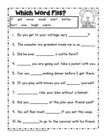 fill in the blank worksheet 2nd grade