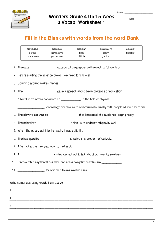 fill in the blank worksheet generator free