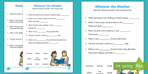 fill in the blanks story worksheet