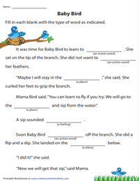 fill in the blanks story worksheet