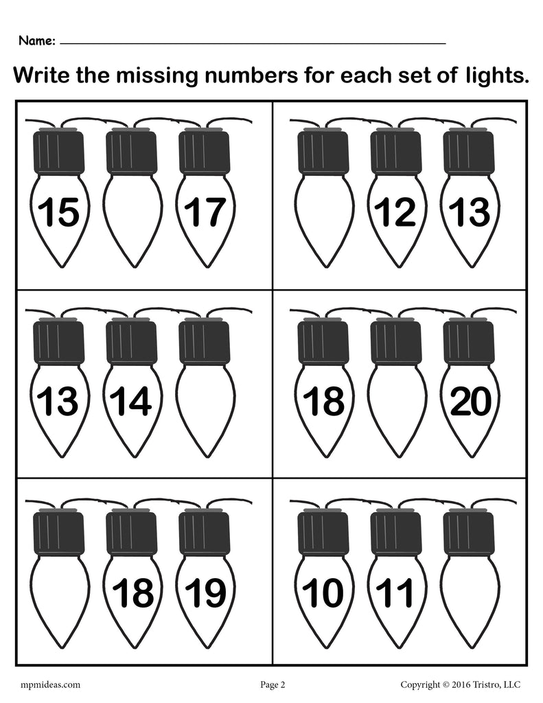 fill in the number worksheet
