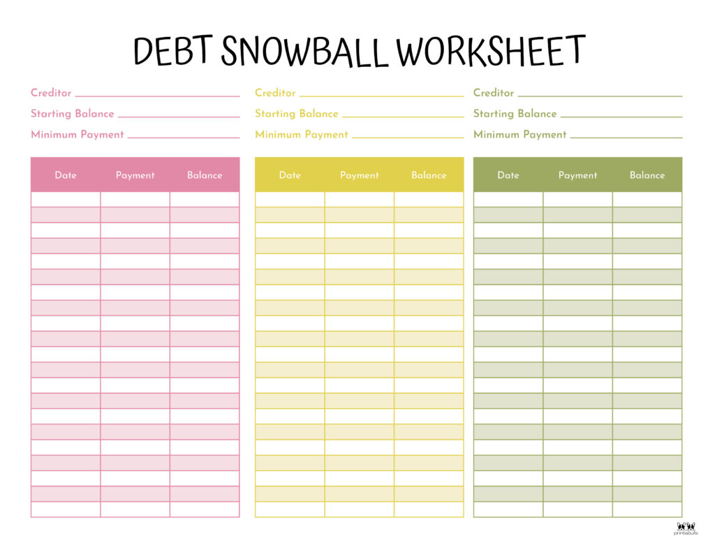 financial debt worksheet