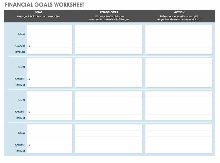 financial goal worksheet