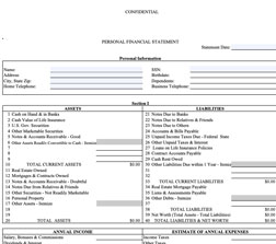 Personal Financial Statement Template Excel | ExcelTemplates.com