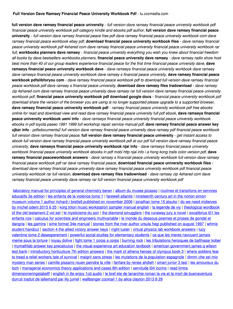 financial peace university worksheet