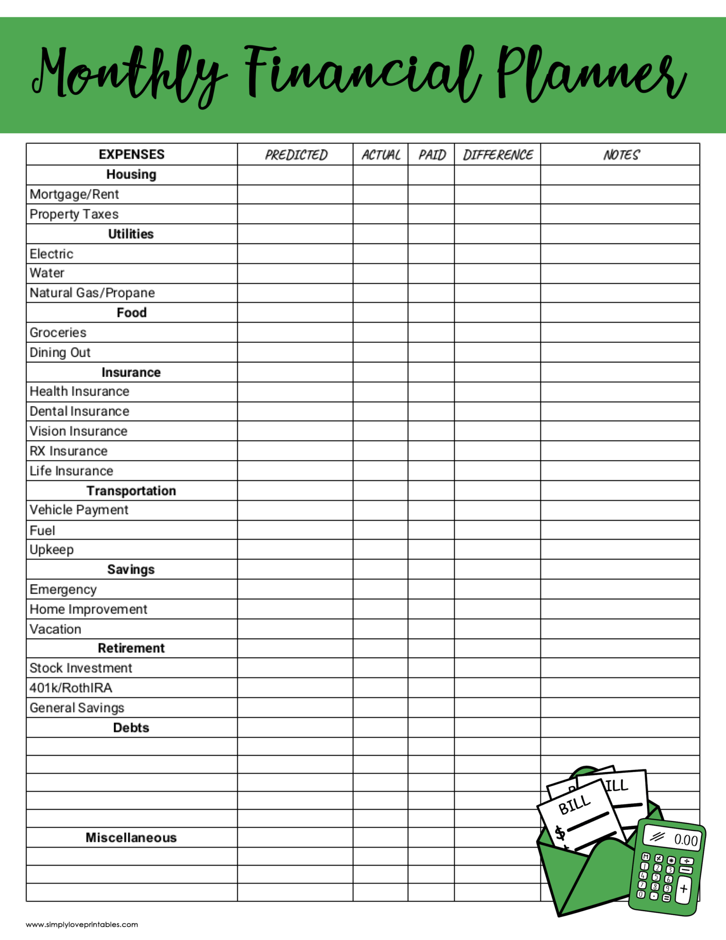 Free Printable Budget Templates | Simply Love Printables