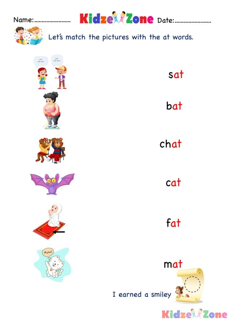 at word family - Find and Match Kindergarten worksheet