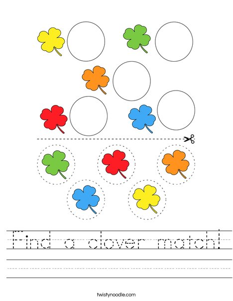 Find a clover match Worksheet - Twisty Noodle