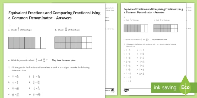 find common denominator worksheet
