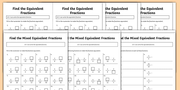 Equivalent Fractions | Differentiated Worksheet | Twinkl
