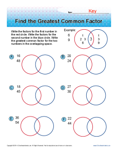 find greatest common factor worksheet 4th grade