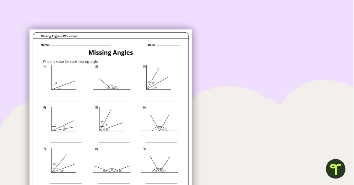 Missing Angles - Year 6 Maths Worksheet | Teach Starter