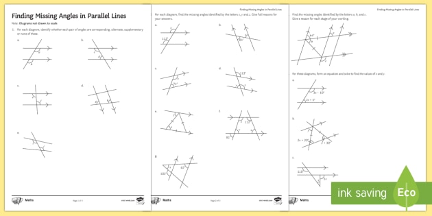 find missing angle worksheet