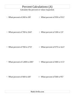 find percent of a number worksheet