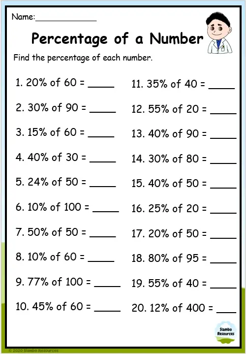 find percent of a number worksheet