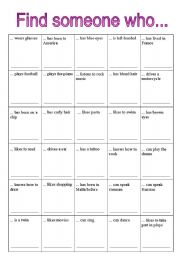 find someone who game worksheet