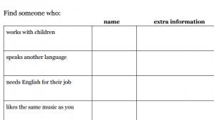 Find Someone Who - Printable Worksheets for Adult Classes