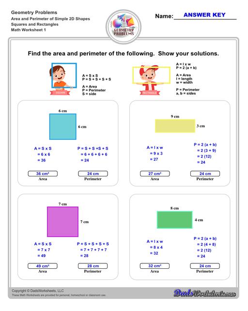 find the area and perimeter of a rectangle worksheet