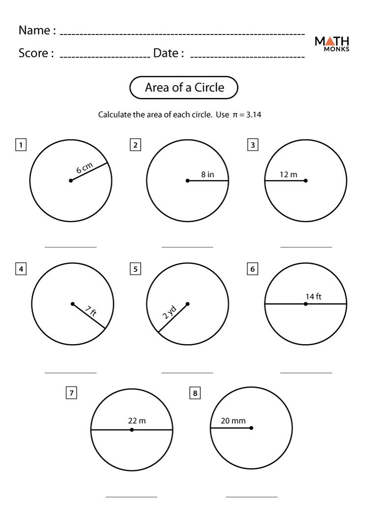 find the area of a circle worksheet