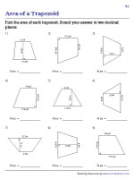 Area of Trapezoids Worksheets