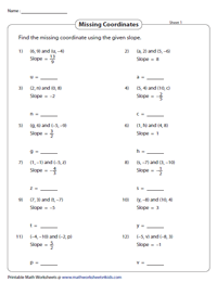 find the equation of a line given two points worksheet