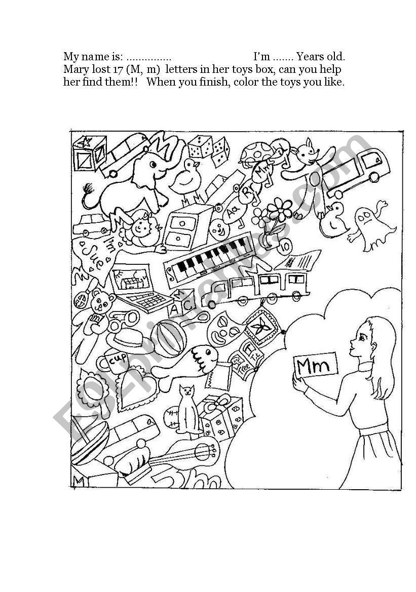 find letter m - ESL worksheet by sadeel