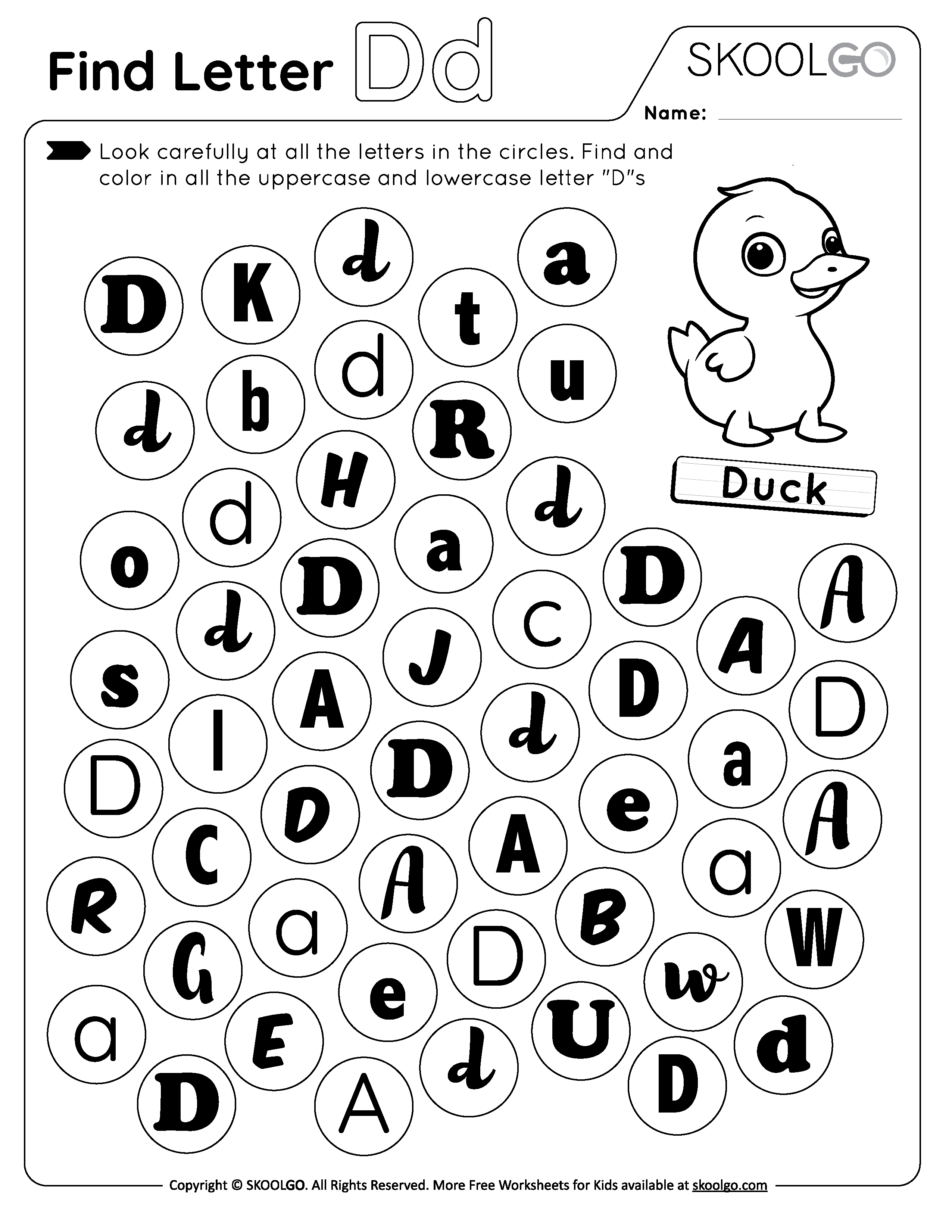 Letter D Free Worksheets. TeachersMag.com - Worksheets Library