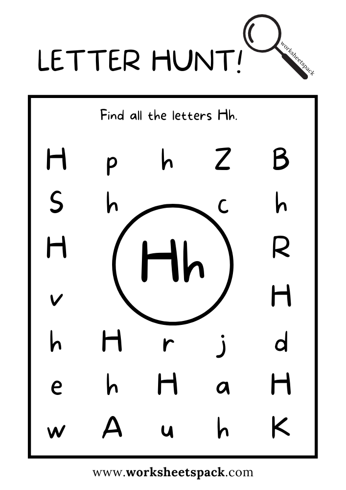 find the letter h worksheet