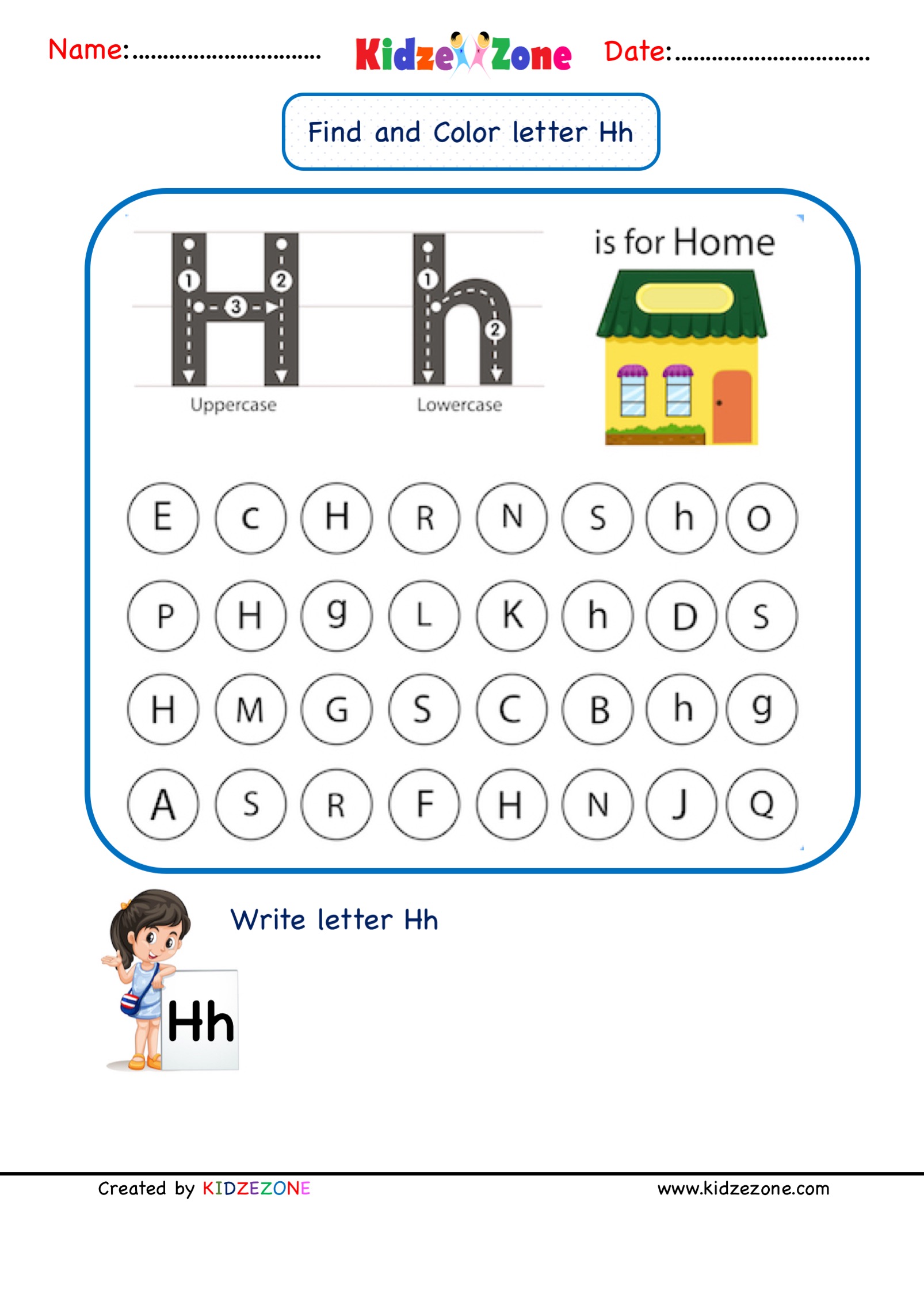 find the letter h worksheet