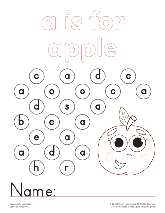 Find The Letter A Worksheet  