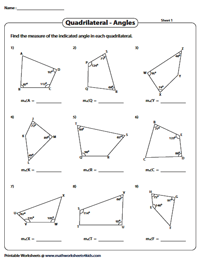 find the measure of the missing angle worksheet