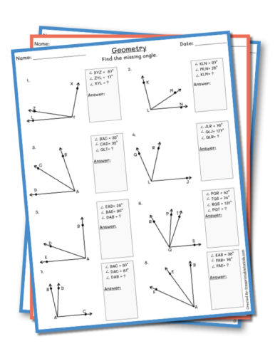 Find missing angle practice worksheets download for FREE.