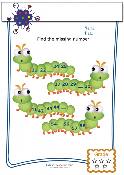 Find the Missing Numbers - Worksheet 3 - KidsPressMagazine.com