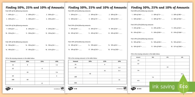 find the percent of a number worksheet