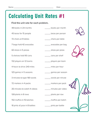 Calculating Unit Rates #1 | Interactive Worksheet 