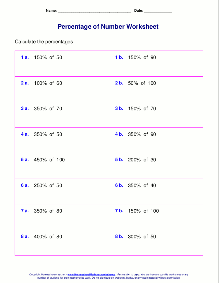 finding a percent of a number worksheet