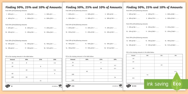 finding a percent of a number worksheet
