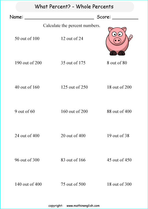 finding a percent of a number worksheet
