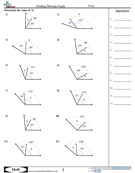 Angles Worksheets | Free - CommonCoreSheets