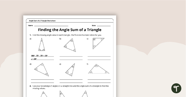 finding angles in triangles worksheet
