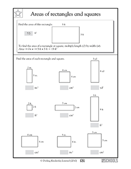 Area: rectangles and squares | 3rd grade Math Worksheet | GreatSchools