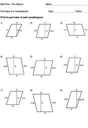 finding area of parallelogram worksheet