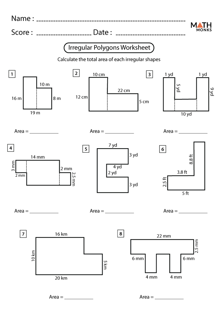finding area of polygons worksheet