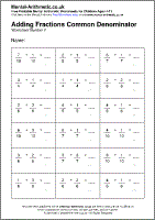 Adding Fractions Common Denominator Worksheets - Free Printable PDF
