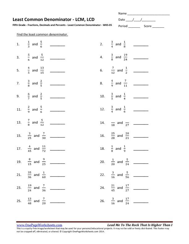 common denominator worksheet pdf | Koran