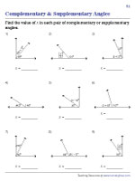 Finding Complementary and Supplementary Angles Worksheet Download